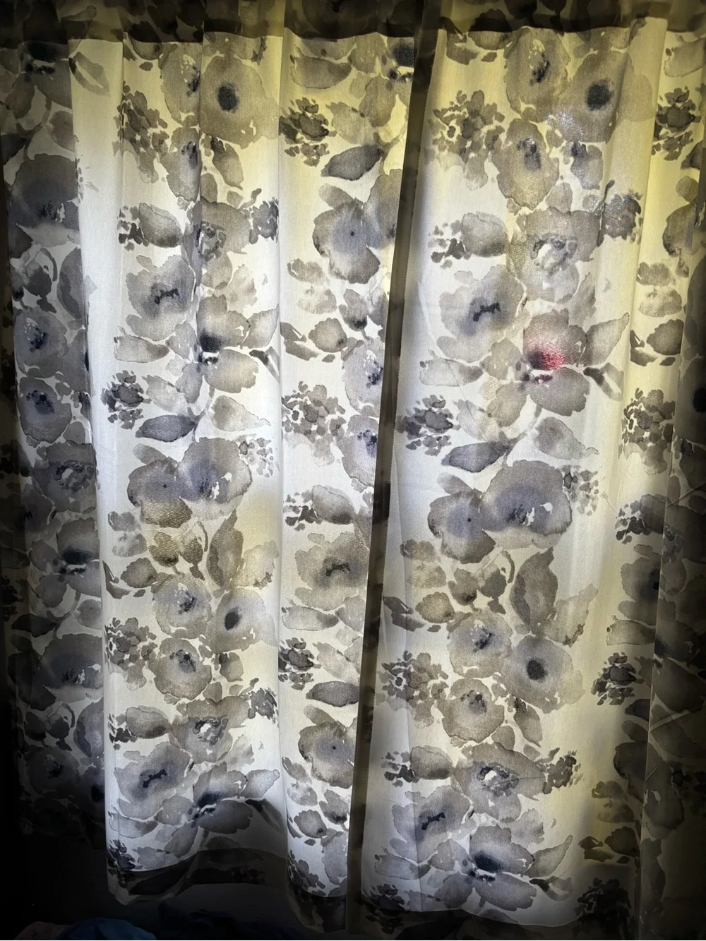 Gray Floral Curtain Panels - Picture 1 of 1